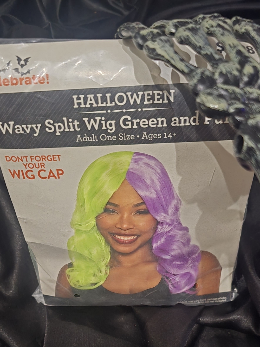 Halloween Wavy Split Wig - Green and Purple